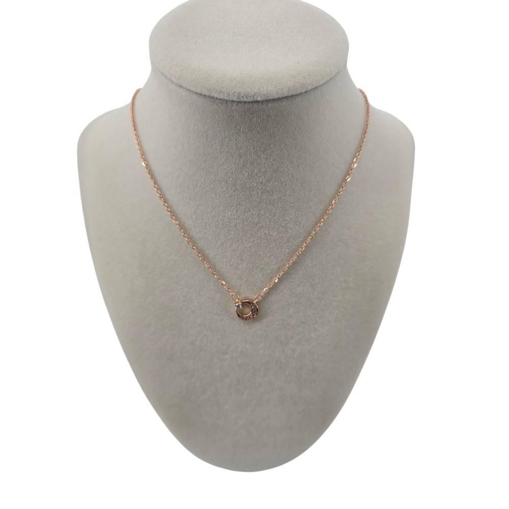Necklace Womens OS Crescent Moon Rose Gold Tone Dainty CZ Pendant New